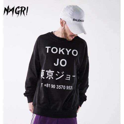 NAGRI Men Tokyo Jo Sweatshirt Hip Hop Streetwear Casual Fashion Sweatshirts Autumn Winter Long Sleeve Pullover Hoodie