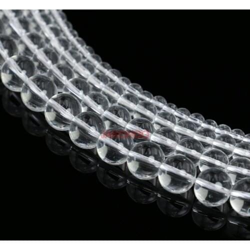 Natural Stone Smooth White Clear Quartz Round Glass Loose Beads For Jewelry Making Handmade DIY Bracelets 4/6/8/10mm