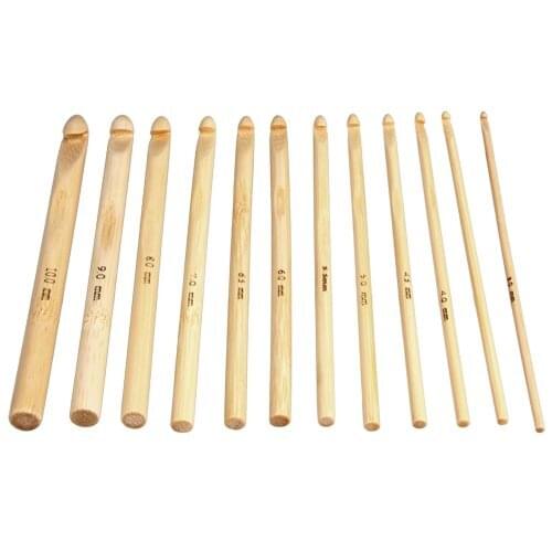 NOCM Hot 12 x 15 cm Crochet Hooks Knitting Needles Thickness 3-10 mm Bamboo