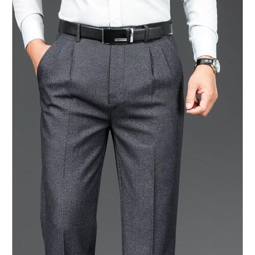 2021 Autumn and Winter New Middle-aged Casual Pants Men Business Casual Straight Soft and Smooth Stretch Trousers Male Brand