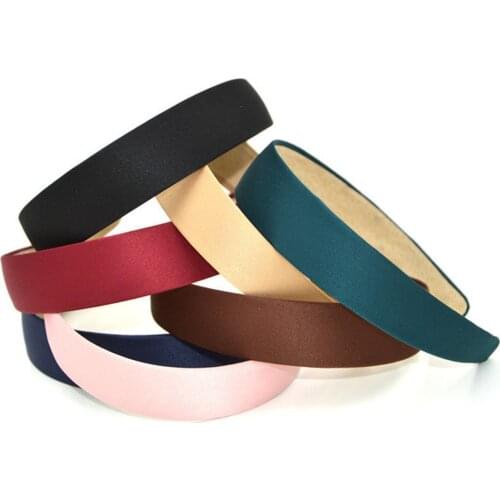 Solid Satin Lady Headband Plain Alice Bow Head Hoop Width Women Headbands Wide Hair Hoop Hair Band Ribbon Girls Hair Accessories