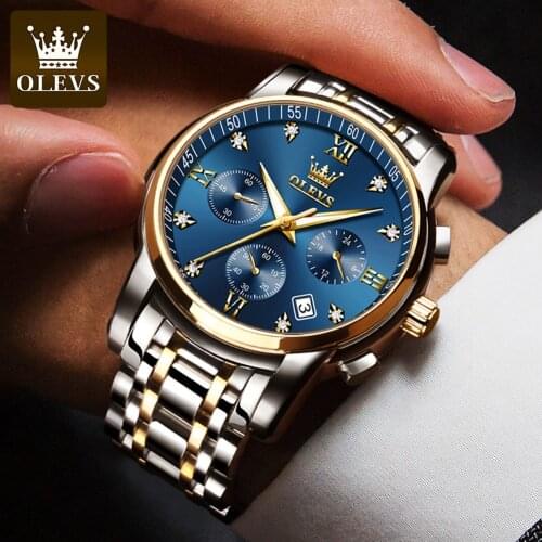 OLEVS 2021Top Brand Luxury Mens Watches Quartz Stainless SteelSports Chronograph Watch Men Relogio Masculino Gifts for Men 2858