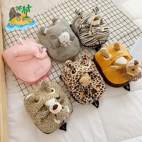 Autumn and winter cartoon Plush childrens bag boys and girls kindergarten schoolbag animal anti lost Backpack