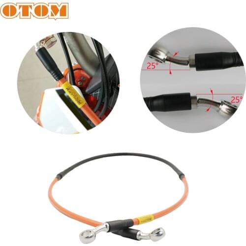 OTOM Motorcycle Braided Front Brake Oil Pipe Lines Fuel Tube Hose Cables 1250mm 25-25/90-25 Degrees For KAYO ATV Dirt Bike