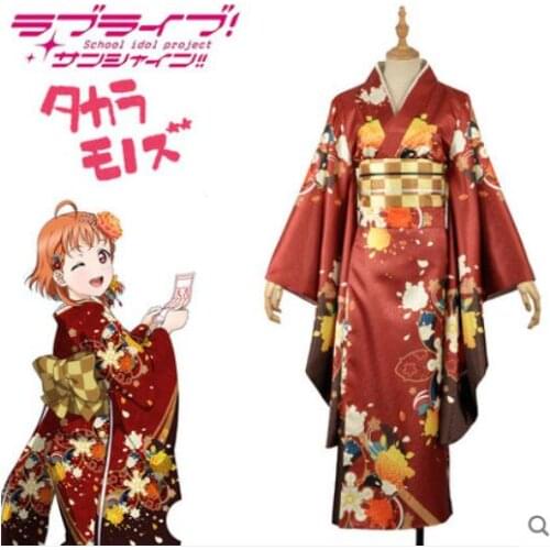 LoveLive!Sunshine!! HOT Anime COSPLAY Takami Chika COS Halloween Party COSPLAY Sweet Japanese kimono Costumes Sets