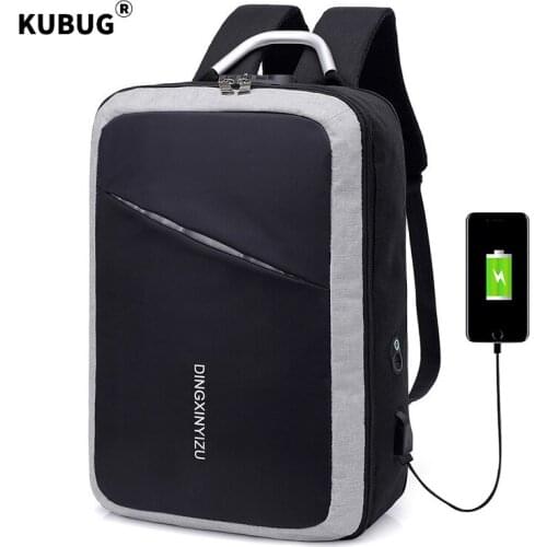 KUBUG Men Business Backpacks with Customs Lock Anti-theft Code Lock Backpack USB Charging Computer Bag College School Bag