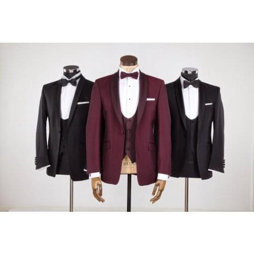 New Style Groom Tuxedo Groomsmen Shawl Satin Lapel Wedding/Dinner/Evening Suits Best Man Bridegroom (Jacket+Pants+Tie+Vest) B87