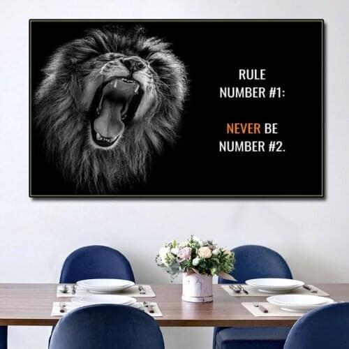 Modern Minimalist Black White Letter Print Canvas Painting Motivational Lion Poster Wall Art Prints Living Room Picture Decor