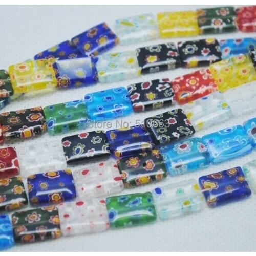 52 Pieces / Lot Flower Glass Bead Loose Beads Accessorie DIY fashion fittings Rectangle Shape Size 10x14mm