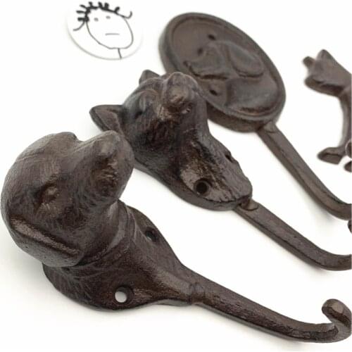 LCH Vintage Rusty Iron Deer shaped Cloth hook Cabinet Pull Door hardware Matt Black Cabinet Knobs Ancient Style Clothes Hook