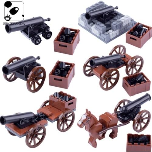 WWI Military Accessories Building Blocks Medieval Soldiers Figures Weapons Parts Blocks Pirate Boat Cannon Model Blocks Bricks