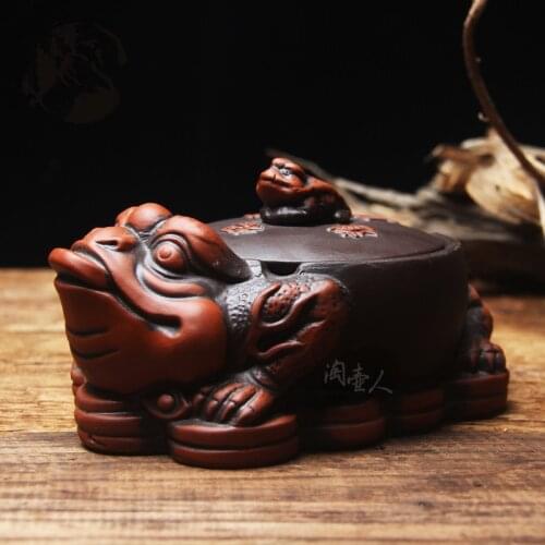 NEWYEARNEW Purple Clay Mascot Rich Frog Ashtray for Car Creative Luck Cigarettes Ash Tray Ashtray Home Furnishing Decoration