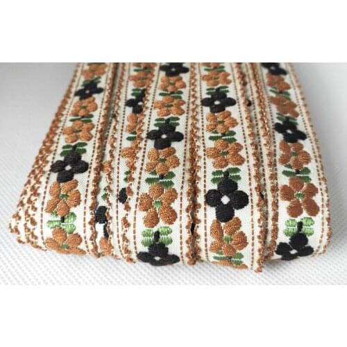 NEW cotton embroidery flowers 20MMX22YD Woven Jacquard Ribbon DIY clothes border hairpin handmade belt collar Trim Accessories