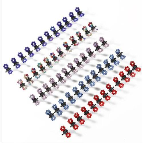 12pcs Flower Hairpins Clips Mini Crystal Rhinestone Hair Claws Crab for Kids Girl Barrettes Hairgrip Hair Accessories Headband