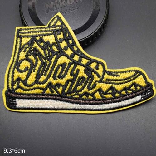 Yellow Wander Shoe Outdoor Theme Iron On Patches Embroidered Clothes Patch For Clothing Clothes Stickers Garment
