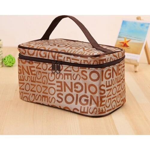 Womens Lettered Make-up Bag Fashion Square Travel Portable Storage Wash Bag Cosmetic Storage