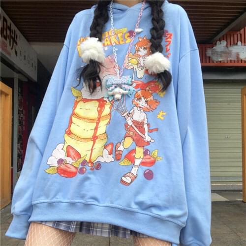 HARAJPOO Women Sweatshirts Japanese Anime Cute Cartoon Printing 2021 Spring Autumn New Girl Loose Female BF Sweet Hoodie