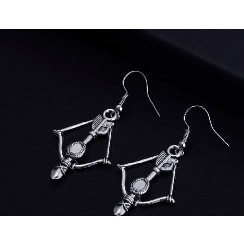 Trendy Vintage Crossbow Shape Dangle Antique Color Plated Earrings for Women Girl Retro Drop Earrings Cute Earring Jewelry