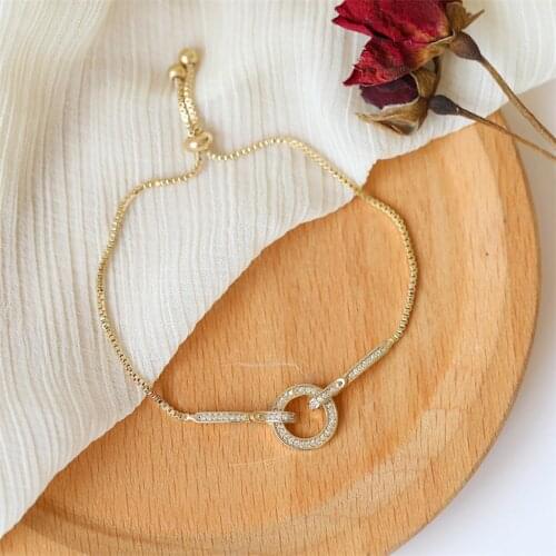 100% Fashion Week Look Simple Adjustable Diamonds Bracelet Round Ring Shiny Crystal Bangle Woman New Jewelry Gifts