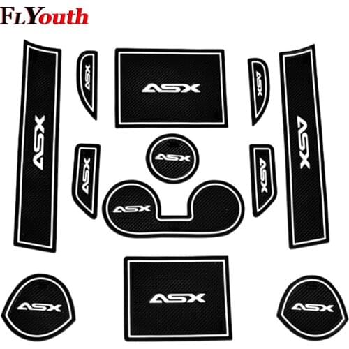 For Mitsubishi ASX 2013-2018 White 12Pcs Non-Slip Interior Door Pad Cup Mat Door Gate Slot Mat Case Auto Accessories Car Styling
