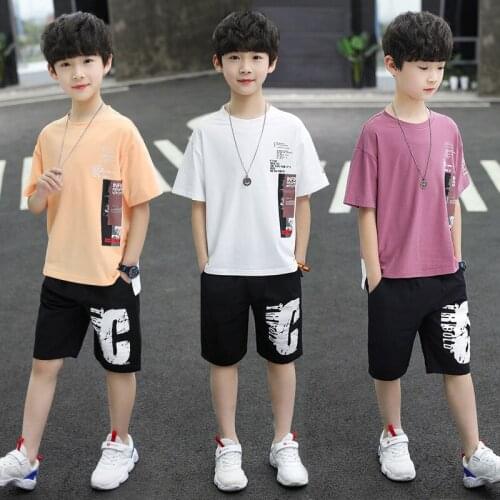 2021 Summer Kids Clothes Sets For Boys 5 6 7 8 9 10 12 Year Fashion Children Clothing Short Sleeve Tops & Pants Boys Sport Suit
