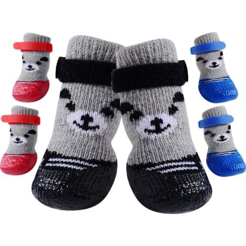 4pcs/Set cotton rubber dog shoes waterproof Non-slip Dog Rain Socks For Puppy Large Small Cats Dogs for small breeds dogs