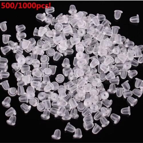 500/1000pcs Silicone Bullet Rubber Earring Back Stoppers for Stud Earrings Ear Post Tube Ear Plugs Jewelry Findings Wholesale
