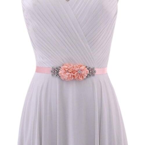 White Pink Blue Fashion Wedding Belts Flower Chiffon Wedding Dress Belt Flower Girl Ribbon Sash Belt Party Bridesmaid Dress
