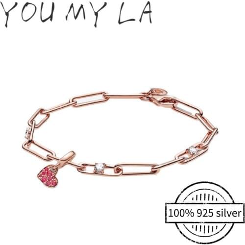 Crystal Bracelet Fit Original Pando Beads Real 925 Sterling Silver Pan Bangle Charm Bracelet DIY Jewelry For Women