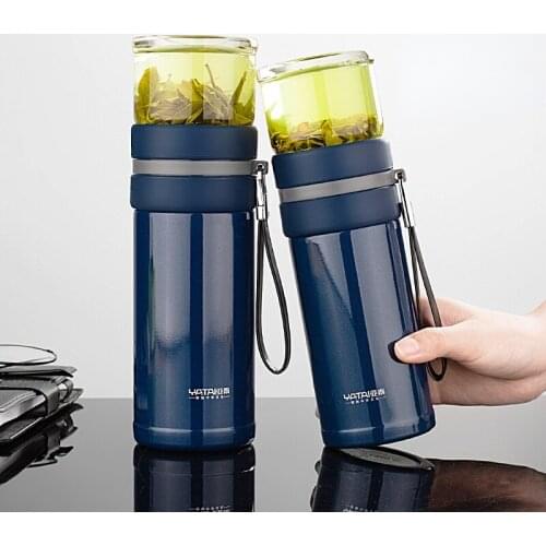 Water bottle Tea water separation vacuum flask large-capacity business tea glass with filter glass water bottle wholesale items