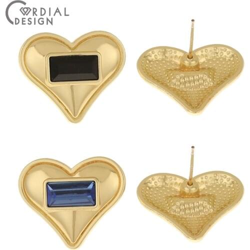 Cordial Design 50Pcs 23*20MM Jewelry Accessories/Rhinestone Earrings Stud/Royal Blue/Heart Shape/Jewelry Findings & Components