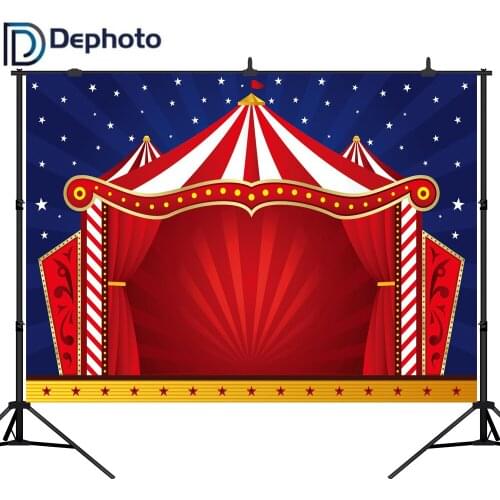 DePhoto Photography Backdrop Red Curtains Circus Carnival Birthday Party Banner Baby Shower Decor Photo Backgrounds Studio