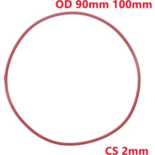 Othmro OD 90/100x2mm Thickness Silicone O-Ring Seals Gaskets Oil Ring Washer Heat Resistance Silicon Ring Red