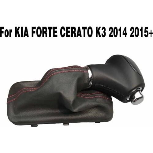 For KIA FORTE CERATO K3 2014 2015+ Automatic Shift Handball Shifter Ball A/T Sports Leather Red Line Black Shifter