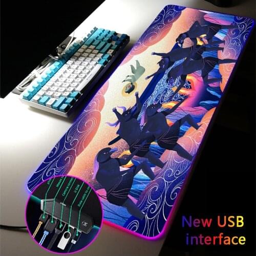 MRGLZY RGB Gaming Mouse Pad LED USB Hub 40*90CM Ghost Legend Mousepad XXL Large Multi-interface Games Computer Desk Mat for Csgo