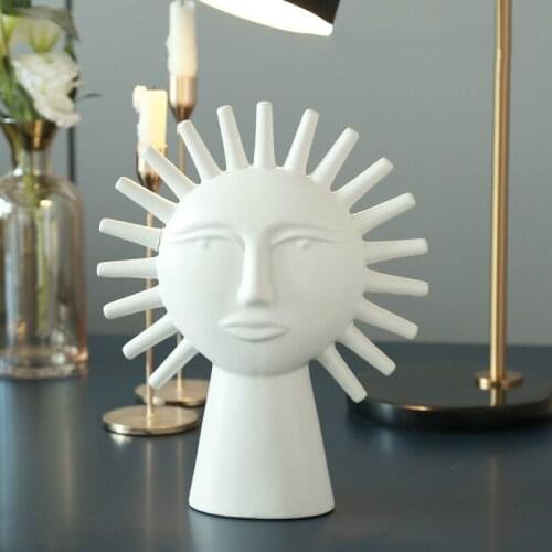 Ins Wind Sun Surface Relief Light Luxury Ceramic Ornament Creative Abstract Decoration Nordic Design Soft Crafts