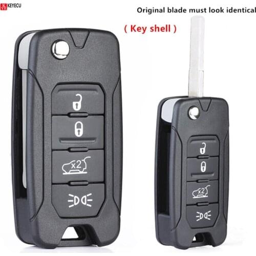 Keyecu 4 Button New Car Remote Key Fob Shell Cover Case Flip Remote Key Shell Case Fob For JEEP RENEGADE 2015 2016 2017 2018