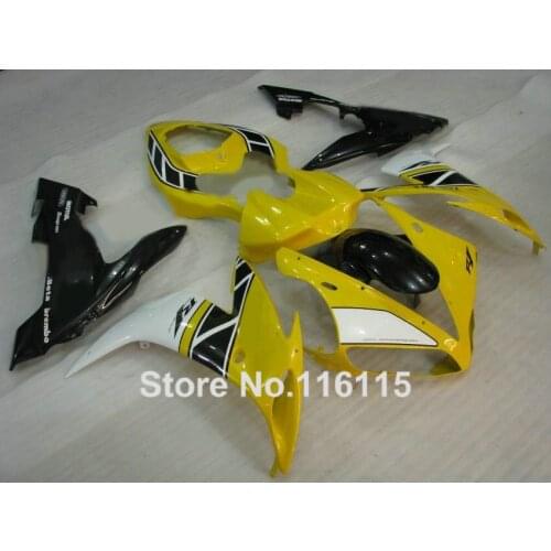 MOTOMARTS high quality fairings set for YAMAHA YZF R1 2004 2005 2006 yellow white black fairing kit R1 04 05 06 CY82 Full inject