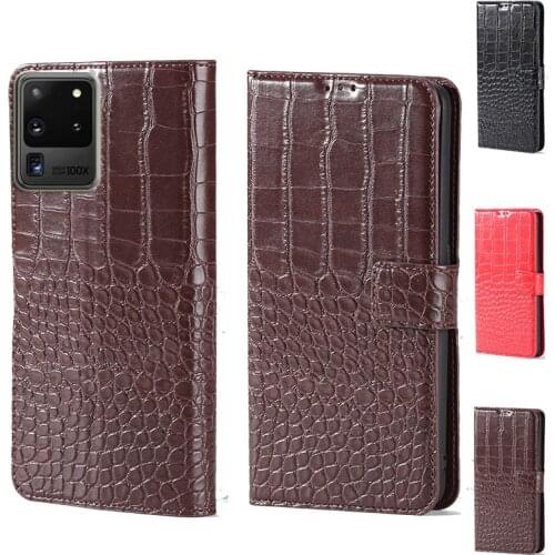 Crocodile design Flip Leather Wallet Phone Case For Samsung Galaxy S20 Ultra Stand function Phone cover card slot
