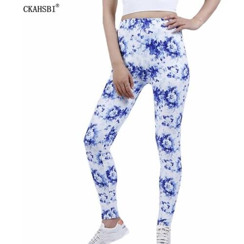 CKAHSBI Workout Legging White Flower Woman Yoga Pants Printing Fitness Leggins High Waist Gym Hot Sexy Drop Shipping Elastic