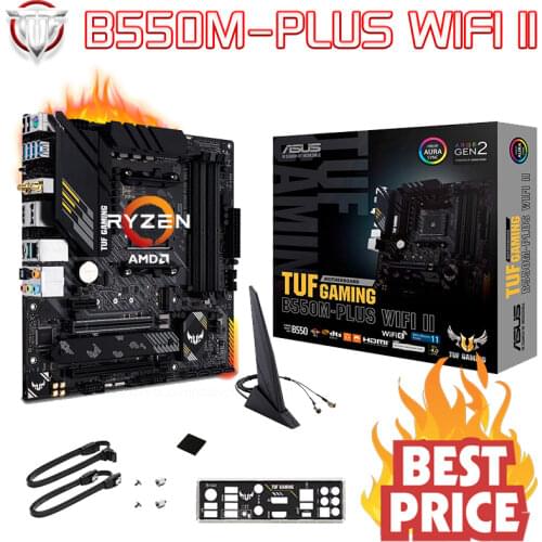 Socket AM4 Asus TUF GAMING B550M-PLUS Motherboard DDR4 128GB PCI-E 4.0 M.2 Overlocking CrossFireX Gaming Placa-Mãe AM4 New