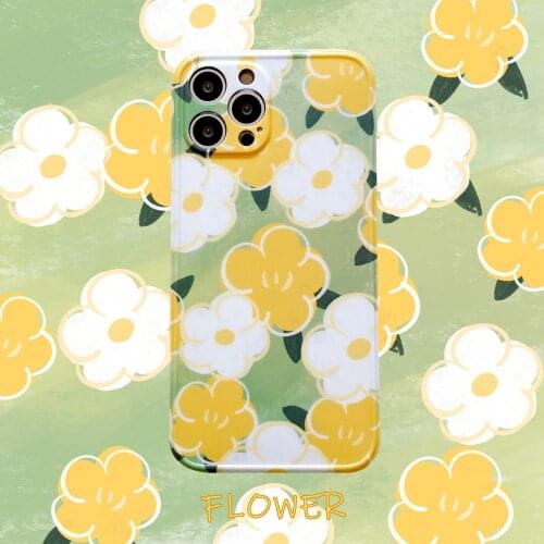 Retro French sweet girls White yellow flowers Phone Case For iPhone 11 12 Pro Max Xs Max XR Xs 7 8 Plus X 7Plus case Cute Cover