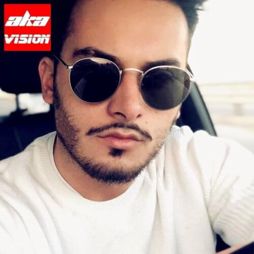 AKA VISION 2021 Small Round Sunglasses For Women/Men Brand Designer Glasses Men Mirror Eyewear Men Vintage Modis Oculos UV400