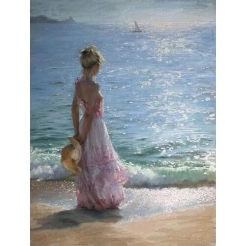 14/16/18/27/28 Handmade Seaside girl painting people Needlework Embroidery DIY Cross Stitch Kits DMC Crafts 14CT