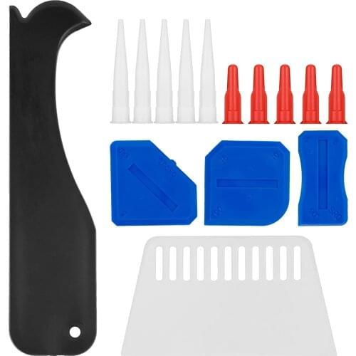 Silicone caulking tool kit, 15 pieces of sealant removal tool, caulking nozzle, for bathroom, kitchen room floor corner