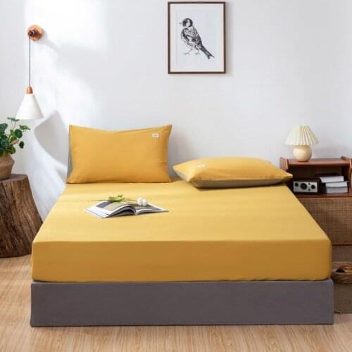 100% Cotton Fitted Sheet Mod Bed Cover Soft For King/Queen Size 1.5/1.8M Home Solid Color Bedding Cover Japanese Style Bedspread