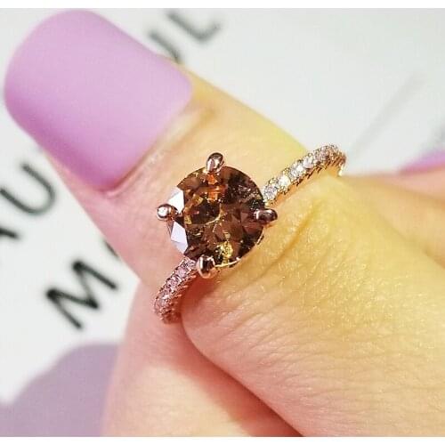 2021 new luxury rose gold color cushion engagement ring for women lady anniversary gift jewelry wholesale Valentines Day R5485