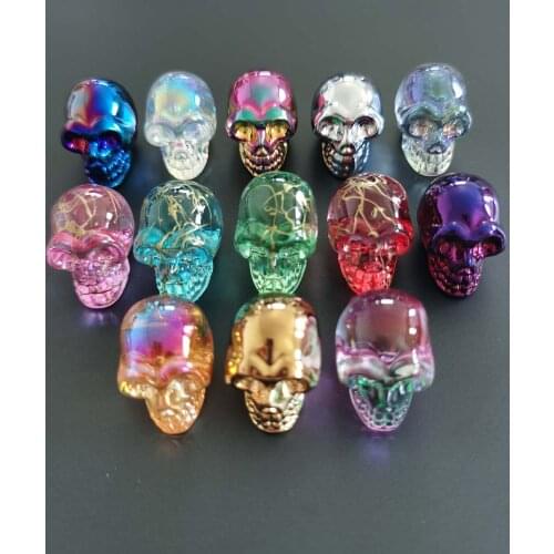 10pc Fashion plating mixed glass Skull Charm ornaments 21x26MM jewelry accessory birthday gifts wholesale Free shipping