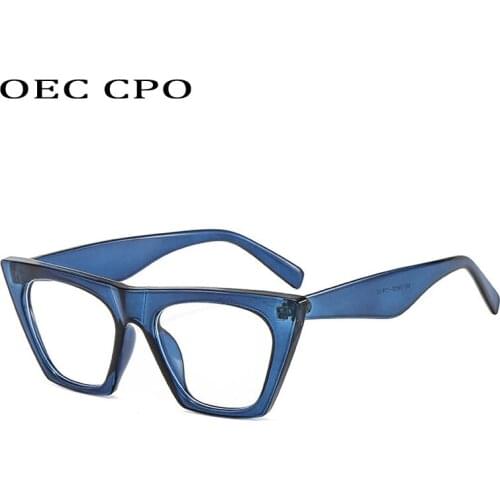 OEC CPO Retro Optical Cat Eye Glasses Women Men Fashion Clear Glasses Eyeglasses Frame Prescription Transparent Unisex Spectacle