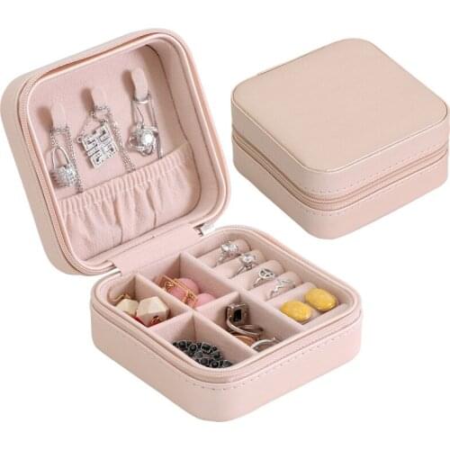 Jewelry Organizer Display Travel Jewelry Case Boxes Portable Jewelry Box Zipper Leather Storage Joyeros Organizador De Joyas